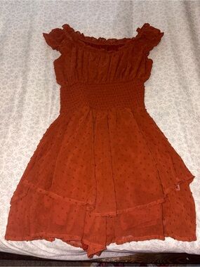 Women’s Rust Eyelet Tiered Summer Dress
